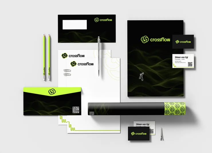 Crossflow SaaS brand identity and stationery design by Salt & Light Creations